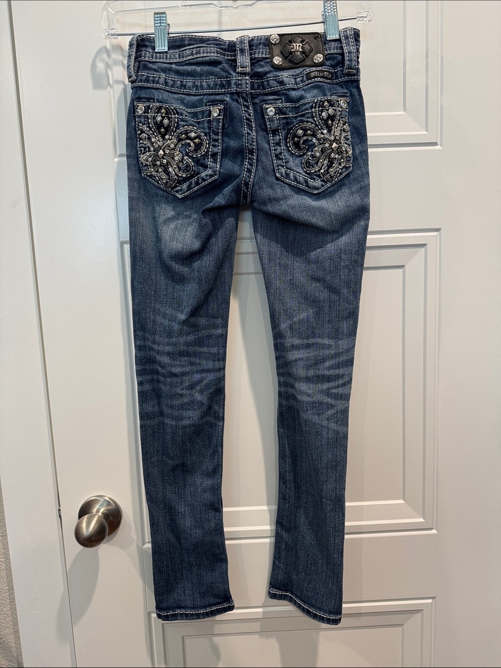 Miss Me Girls Embellished Dark Blue Skinny Jeans